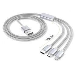 Kabel USB do ładowania telefonu 3w1 Micro USB Lightning...
